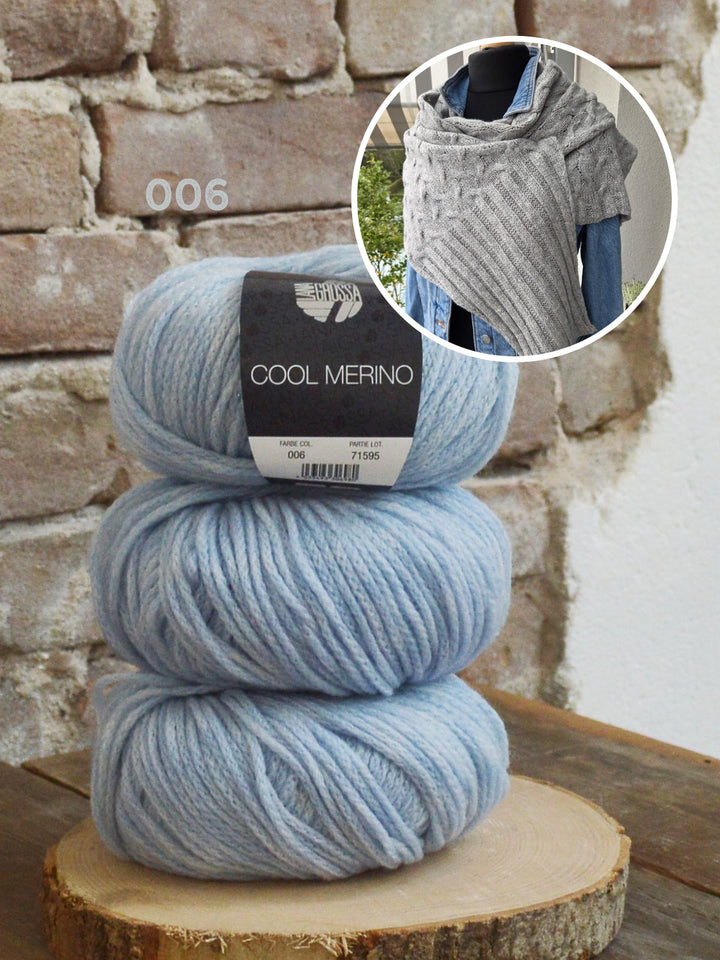 Strickpaket Lizas Tuch Braid Lines - Cool Merino