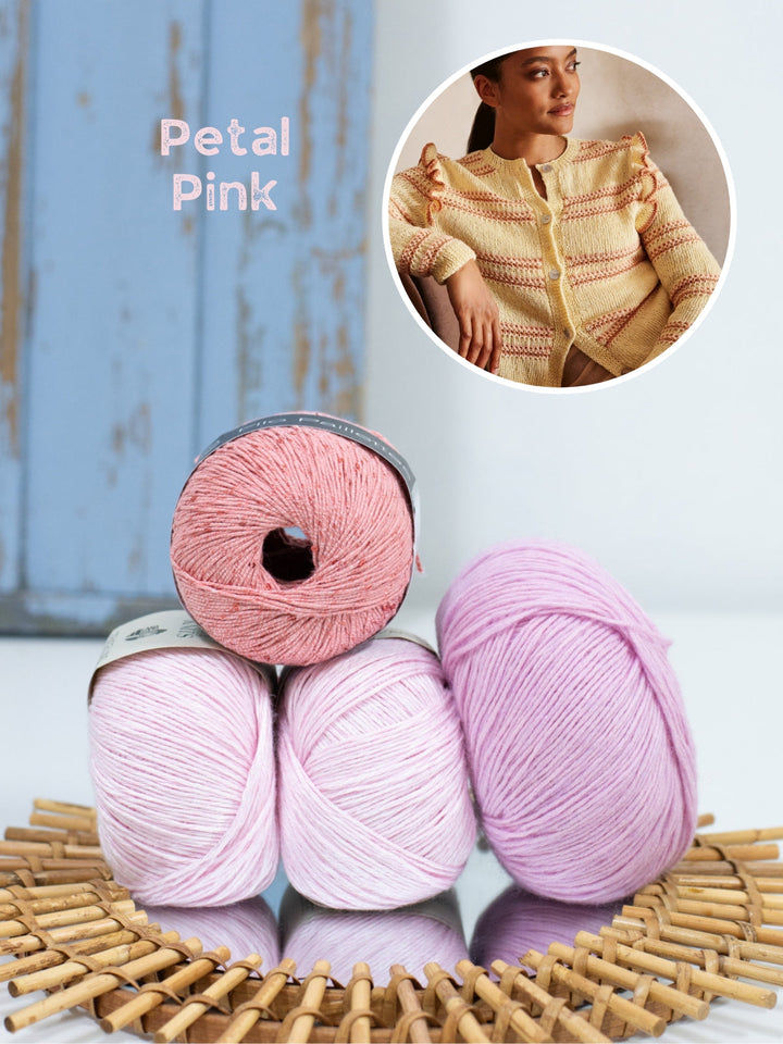 Strickpaket Tencellino Filo Paillettes Ecopuno Jacke mit Rüschen