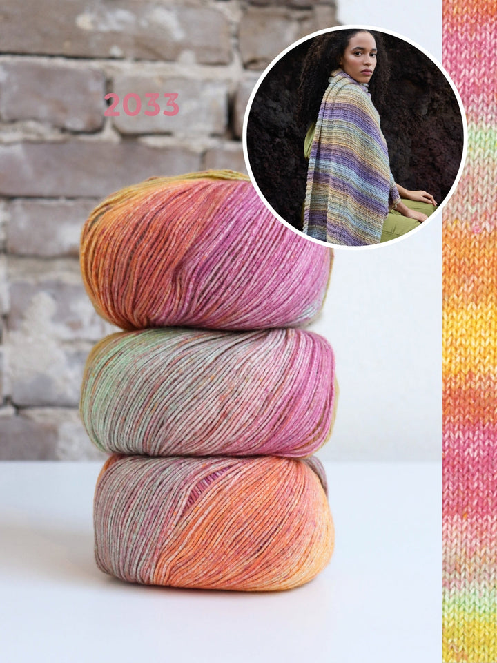 Strickpaket Gomitolo Mambo Schal mit Fallmaschenmuster