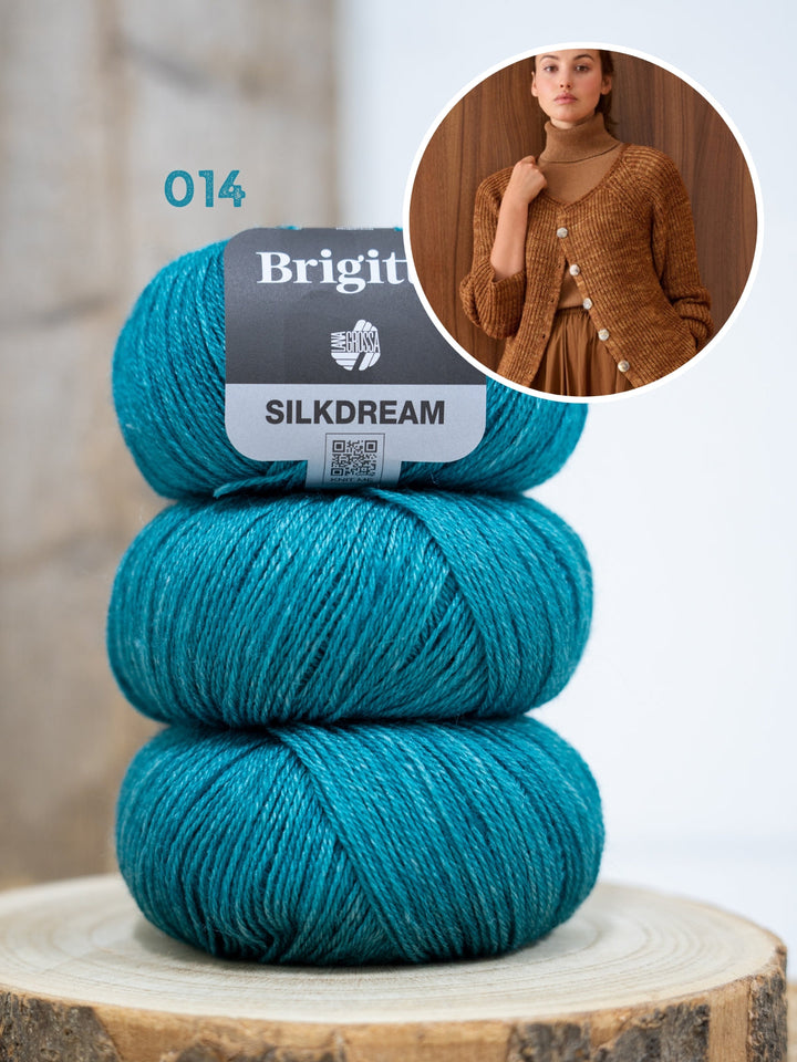 Strickpaket Brigitte Silkdream Jacke im Halbpatentmuster