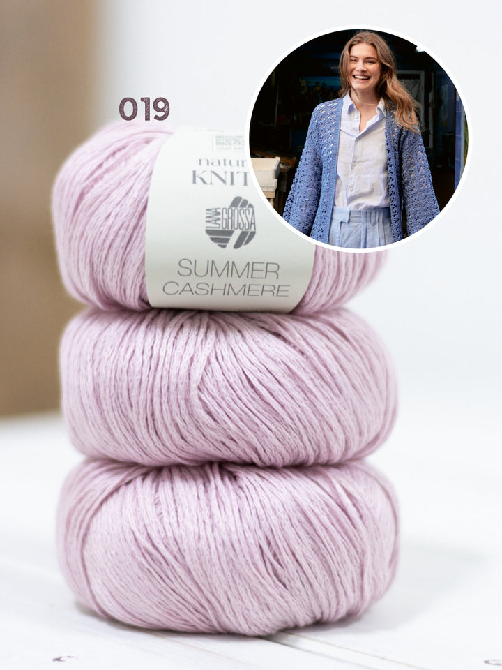 Häkelpaket Summer Cashmere Cardigan im Fächermuster