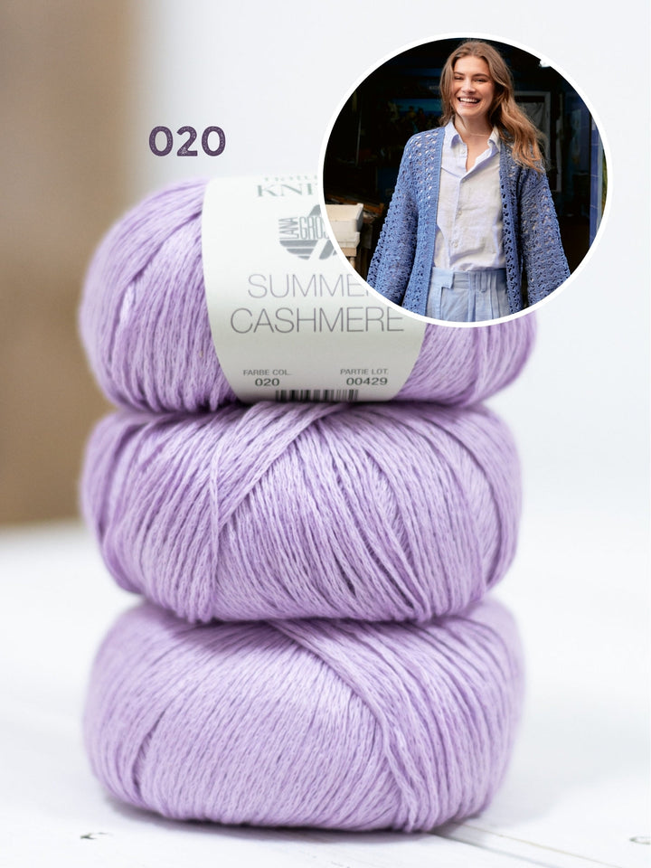 Häkelpaket Summer Cashmere Cardigan im Fächermuster