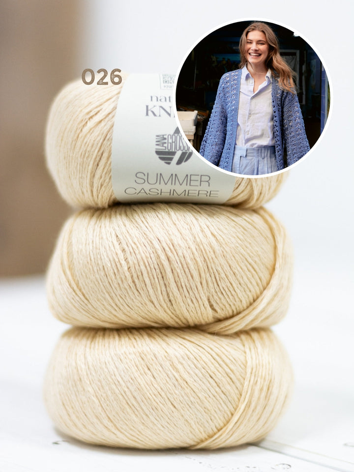 Häkelpaket Summer Cashmere Cardigan im Fächermuster