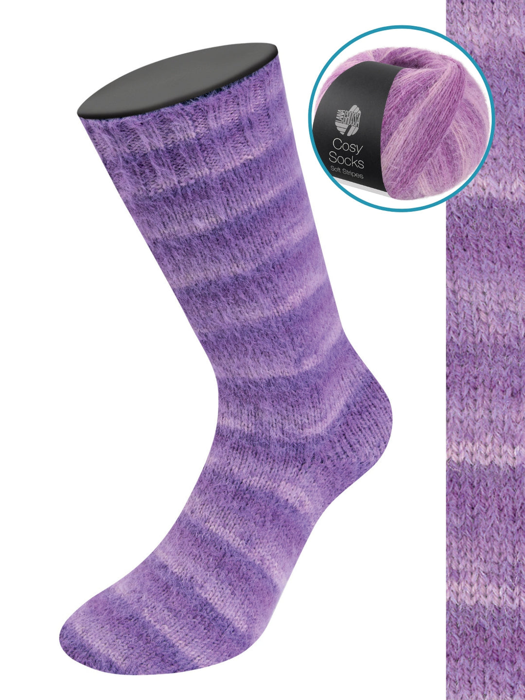 Cosy Socks Soft Stripes 114 Blasslila/Lila/Violett