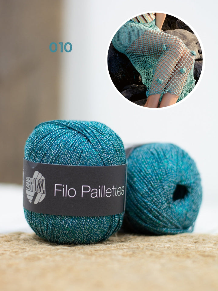 Häkelpaket Filo Paillettes Rock mit Blüten