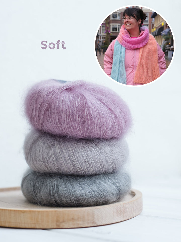 Strickpaket Silkhair Schal im Patentmuster