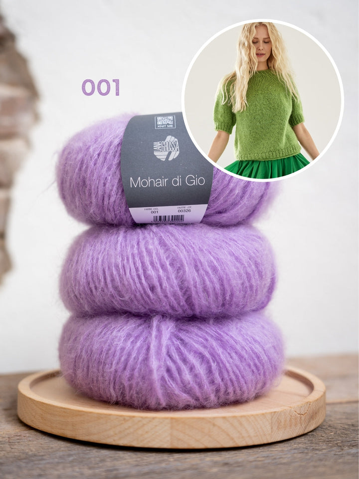 Strickpaket Mohair Di Gio Pullover mit kurzen Ärmeln – Top-down
