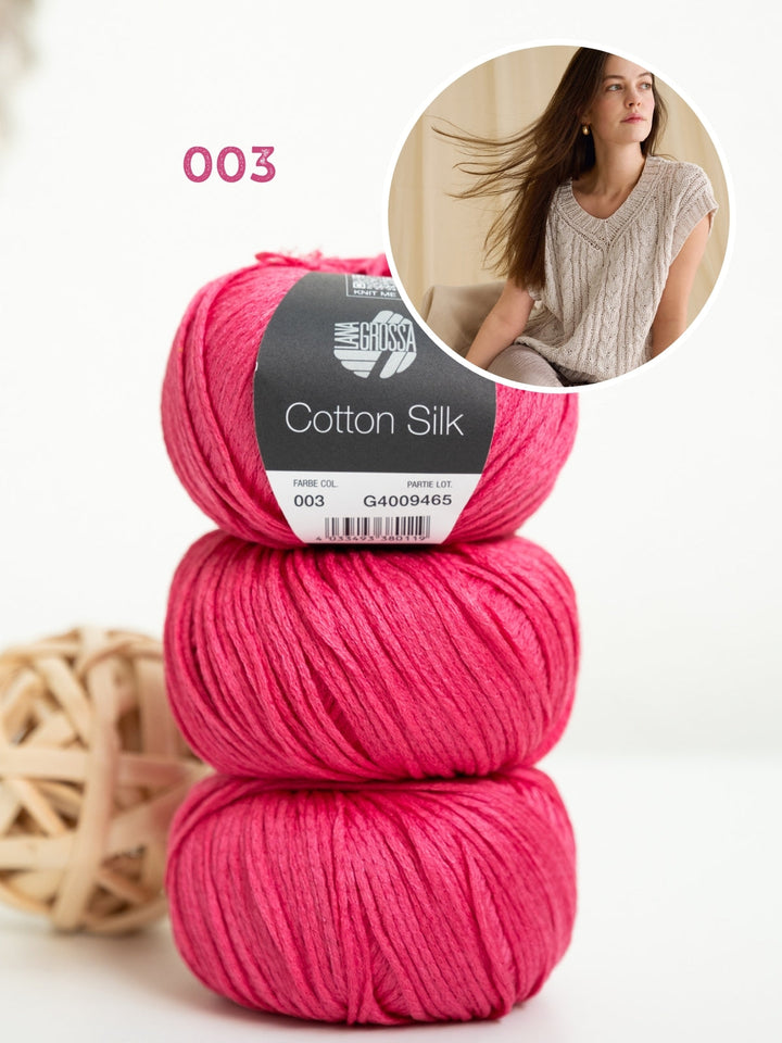Strickpaket Cotton Silk Top mit Zöpfen