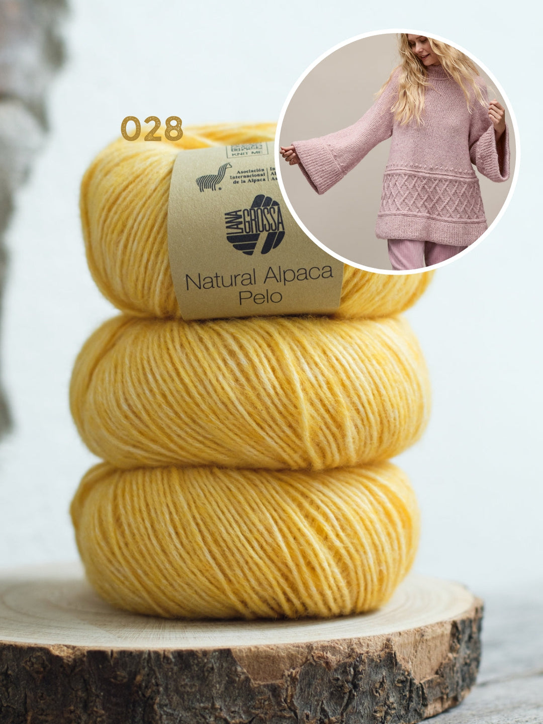 Strickpaket Natural Alpaca Pelo langer Pullover – Top-down