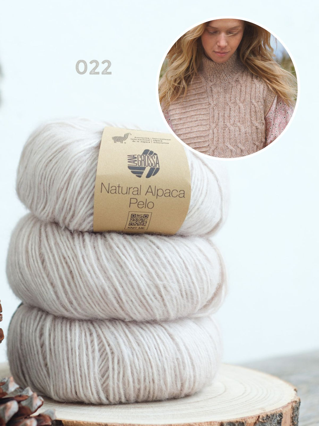 Strickpaket Natural Alpaca Pelo Zopfpullunder