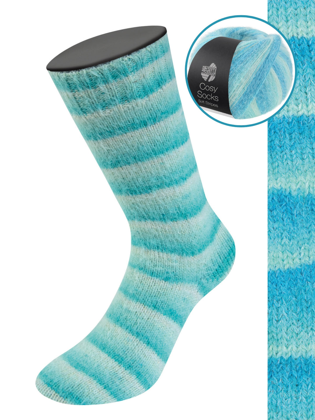 Cosy Socks Soft Stripes 115 Mint/Helltürkis/Türkis