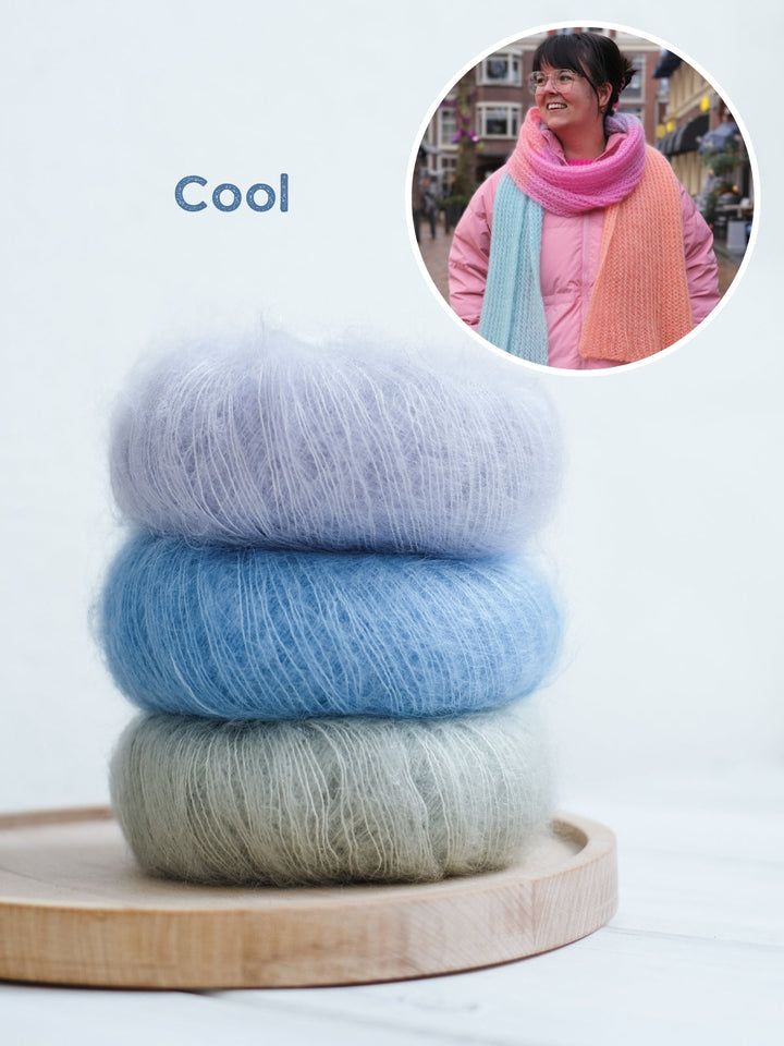 Strickpaket Silkhair Schal im Patentmuster