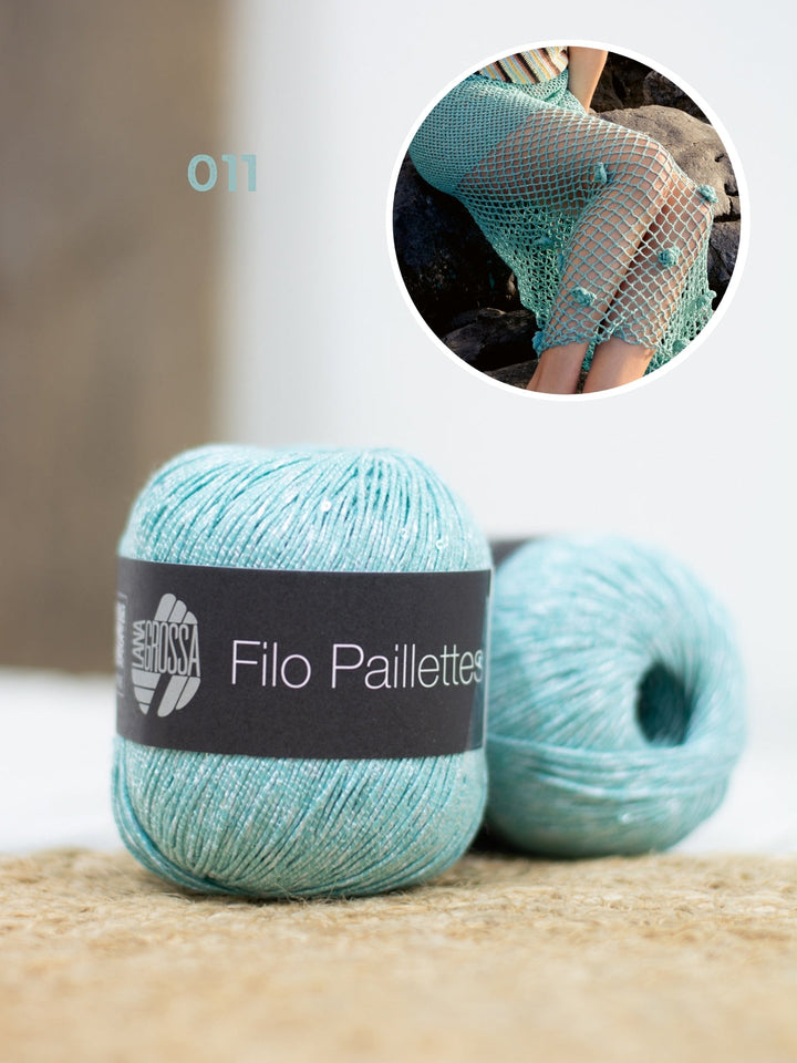 Häkelpaket Filo Paillettes Rock mit Blüten
