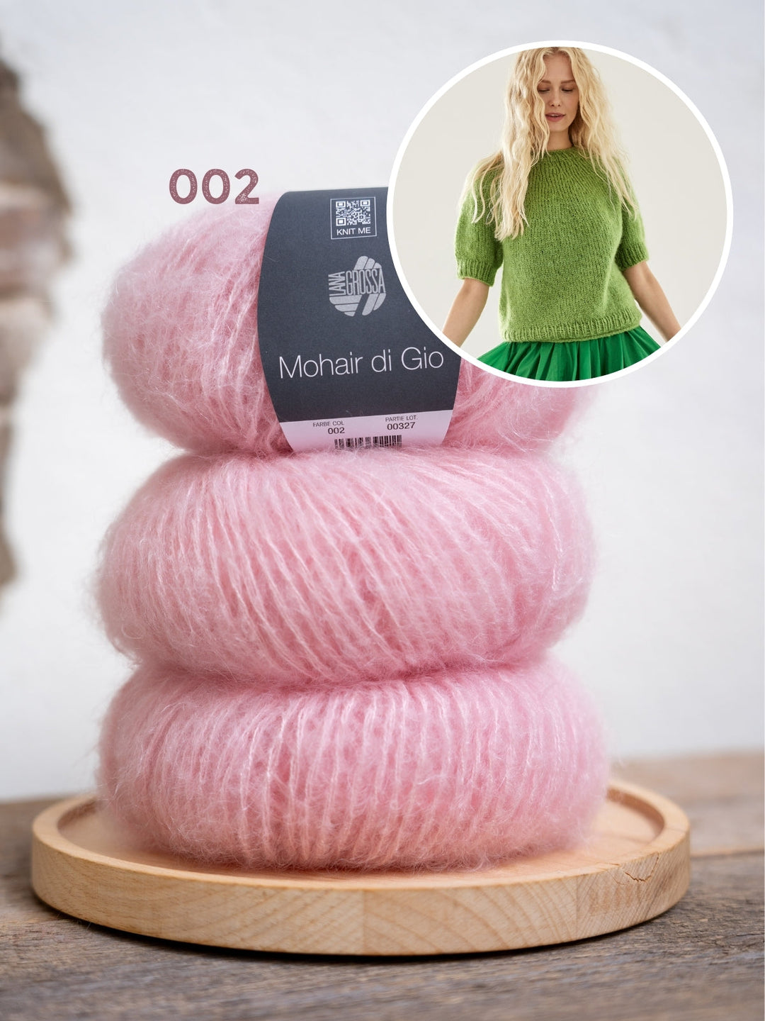Strickpaket Mohair Di Gio Pullover mit kurzen Ärmeln – Top-down