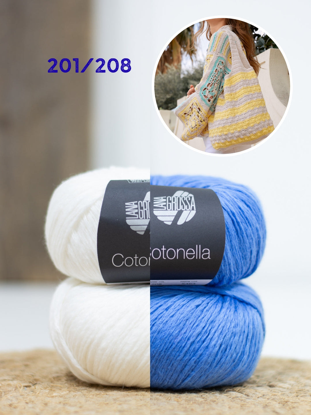 Häkelpaket Cotonella Beutel im Stäbchenstrukturmuster