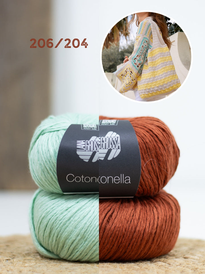 Häkelpaket Cotonella Beutel im Stäbchenstrukturmuster