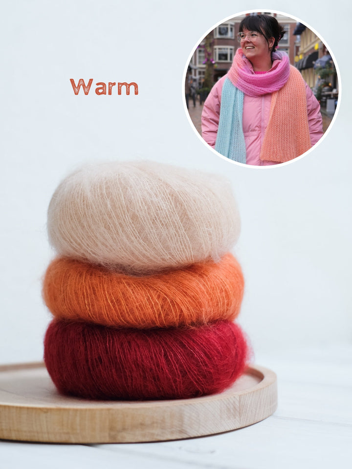 Strickpaket Silkhair Schal im Patentmuster