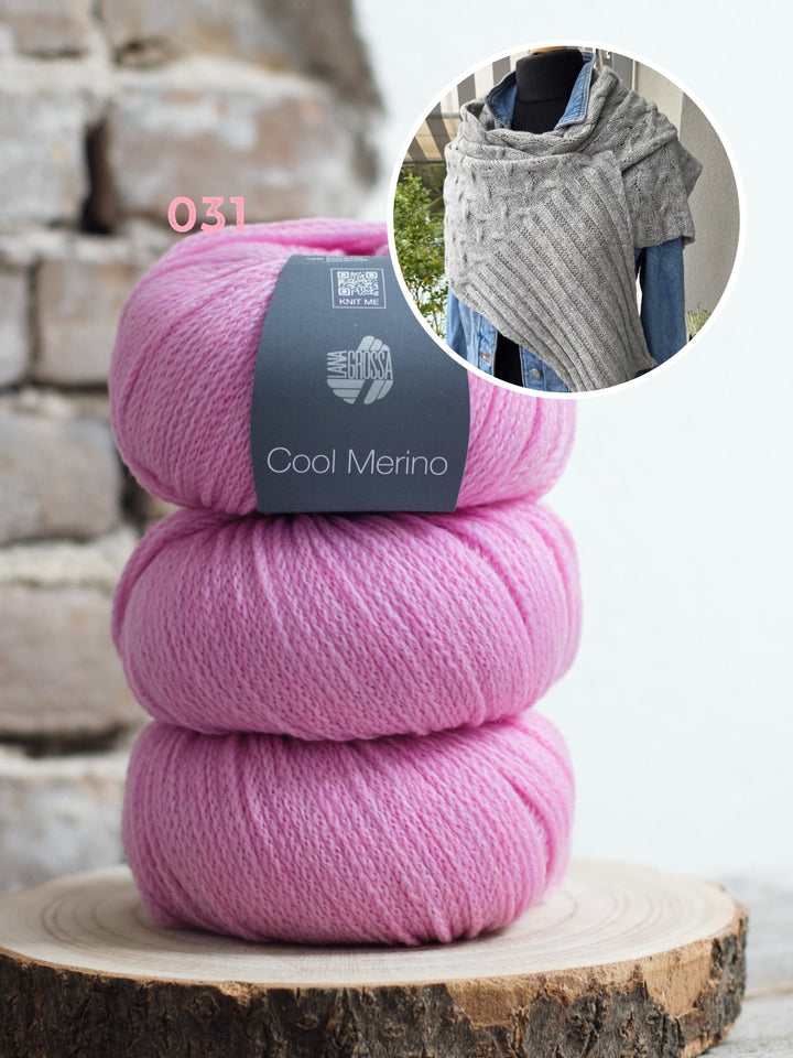 Strickpaket Lizas Tuch Braid Lines - Cool Merino