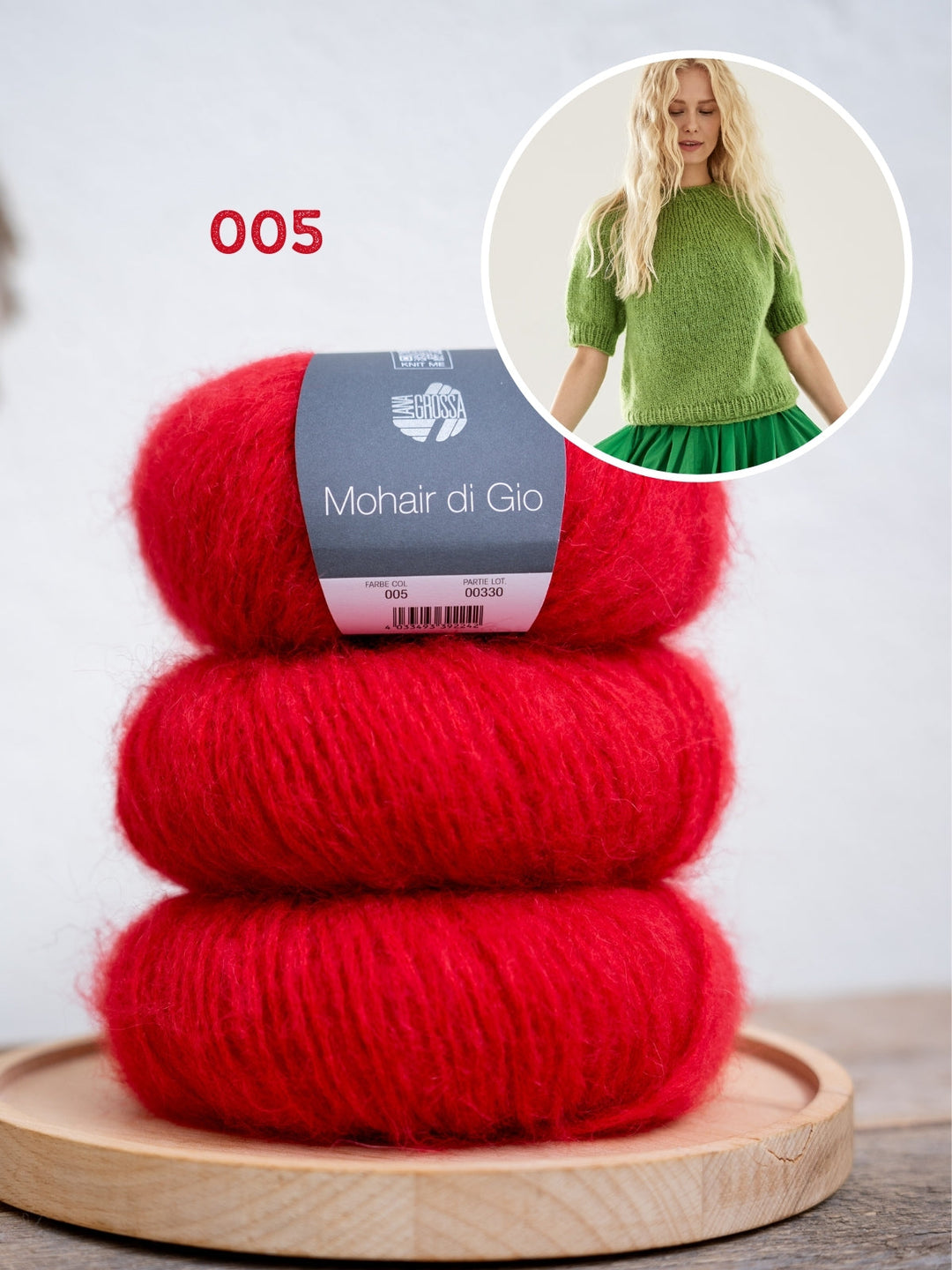 Strickpaket Mohair Di Gio Pullover mit kurzen Ärmeln – Top-down