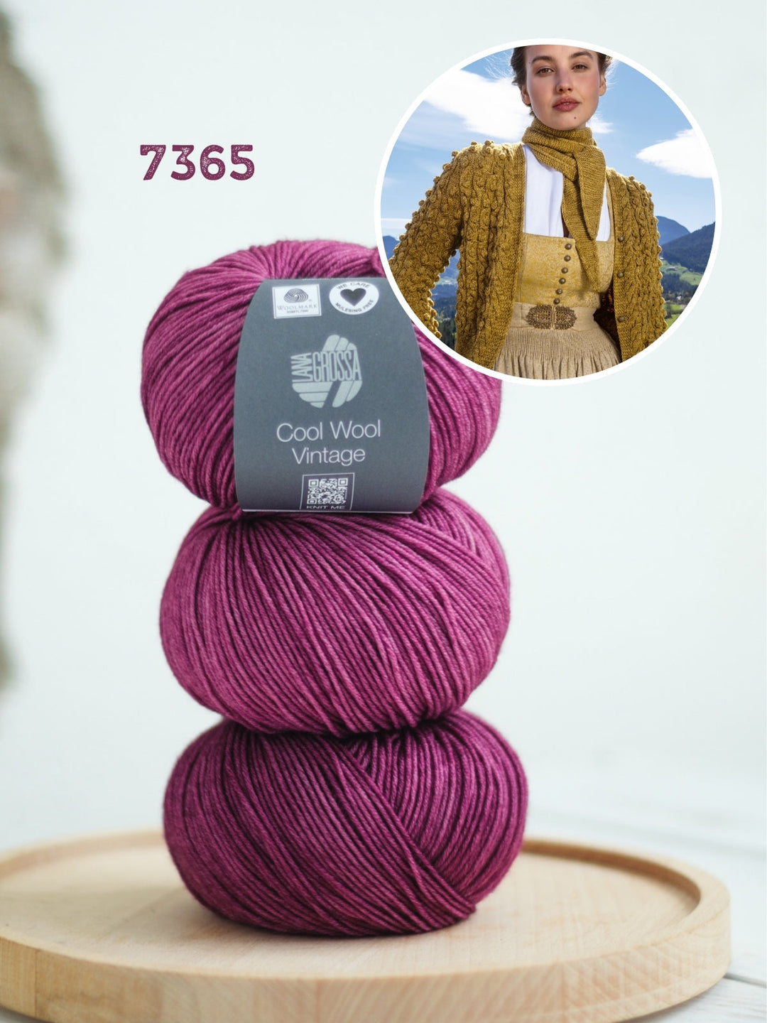 Strickpaket Cool Wool Vintage Jacke im Zopf-noppenmuster