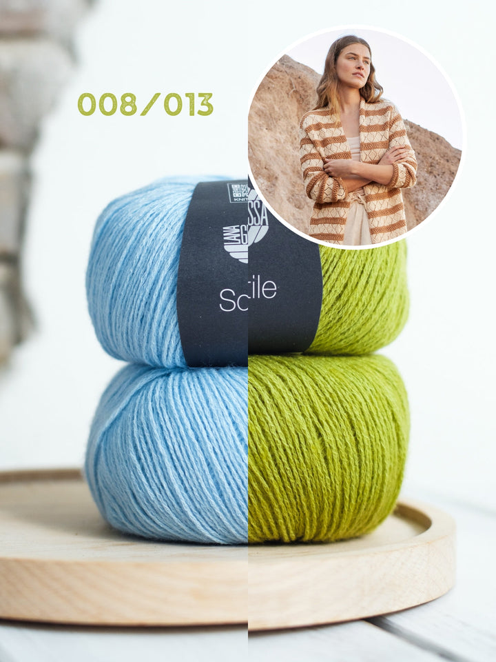 Strickpaket Sottile Gestreifte Jacke mit Fransen