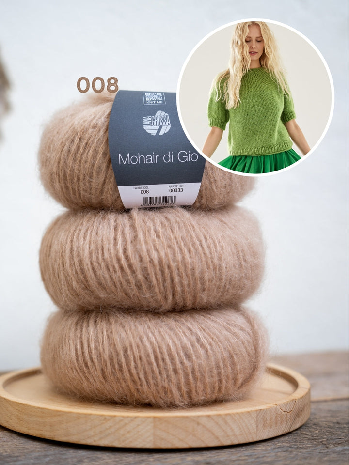 Strickpaket Mohair Di Gio Pullover mit kurzen Ärmeln – Top-down