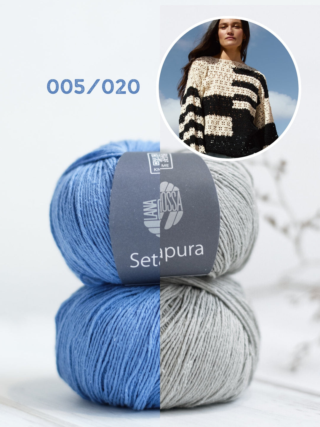 Häkelpaket Setapura Pullover im Lochmuster