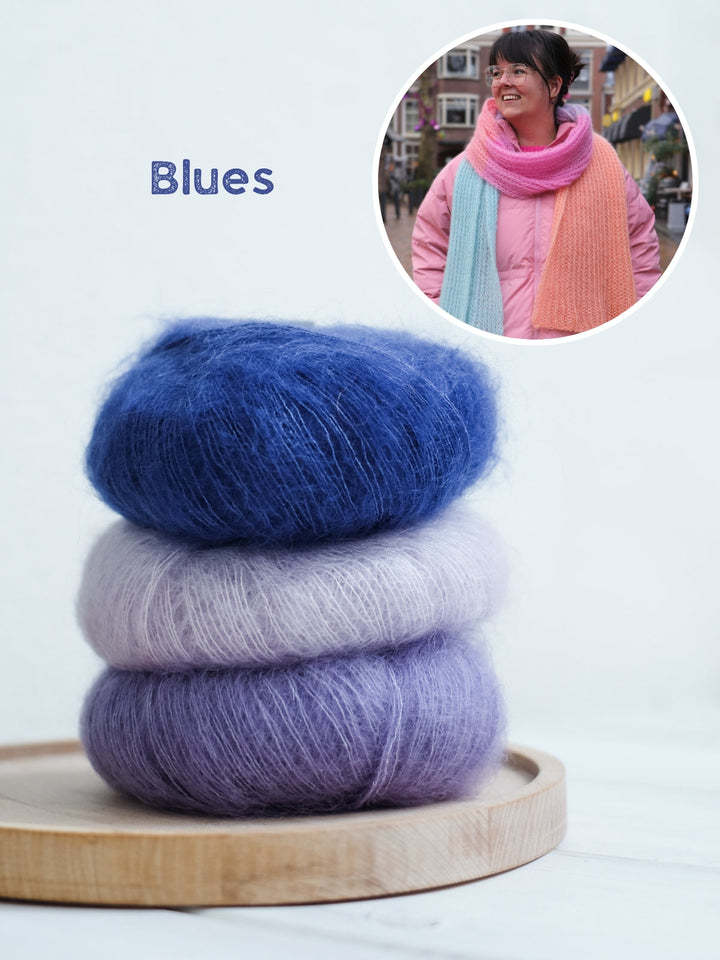 Strickpaket Silkhair Schal im Patentmuster