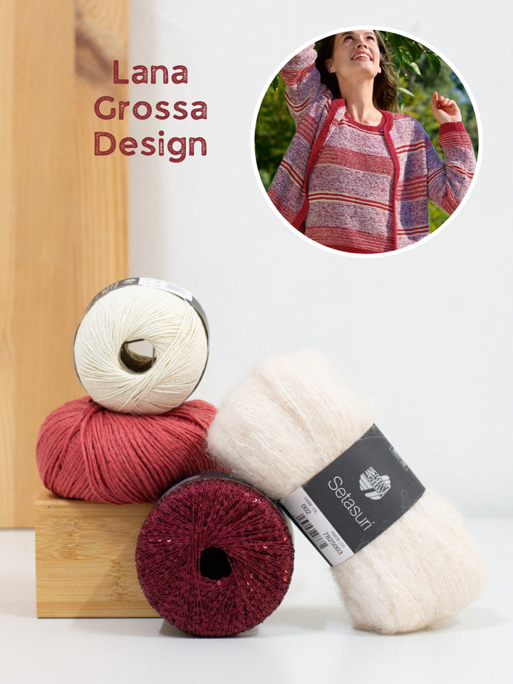 Strickpaket Streifenjacke aus Garnmix