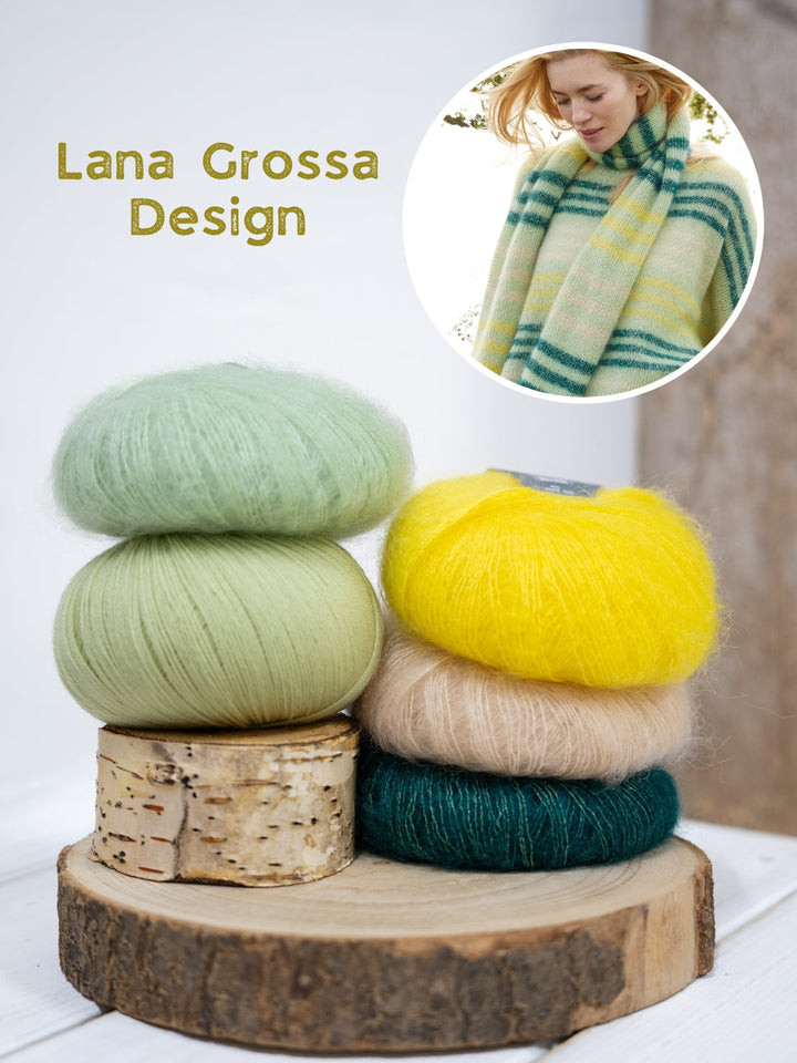 Strickpaket Cool Wool Lace Silkhair Streifenschal