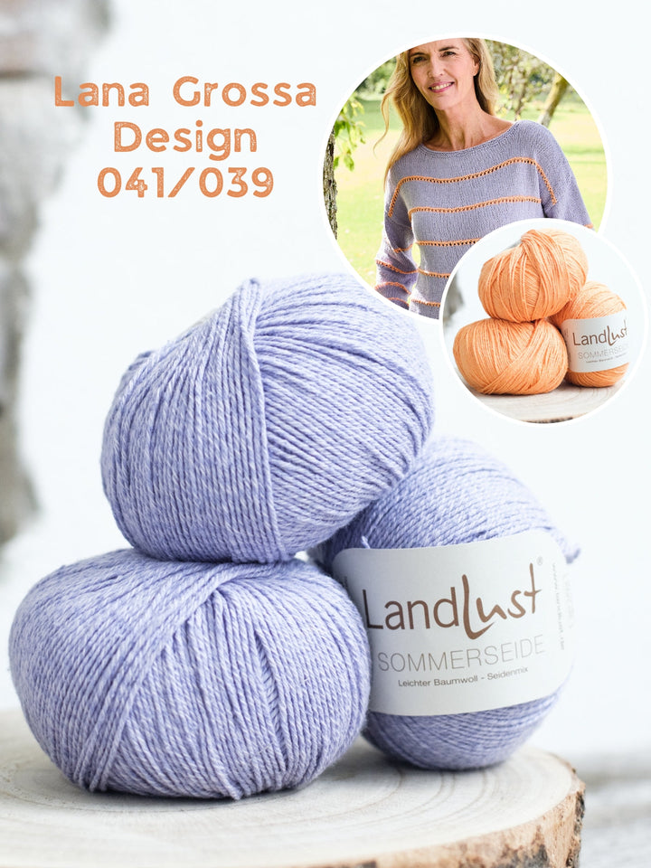 Strickpaket Landlust Sommerseide Pullover mit Ajourstreifen