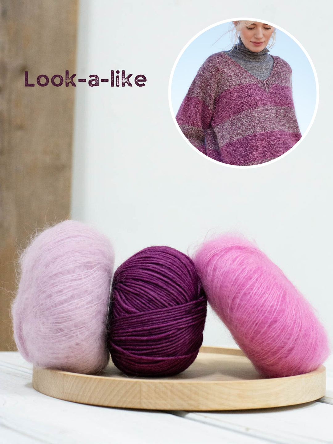 Strickpaket Cool Wool Vintage Silkhair Streifenpullover mit V-Ausschnitt