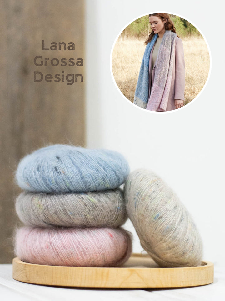 Strickpaket Natural Superkid Tweed Colorblock-Schal