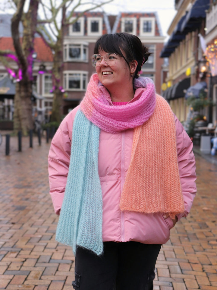 Strickpaket Silkhair Schal im Patentmuster