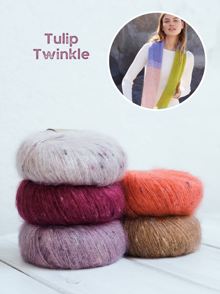 Strickpaket Natural Superkid Tweed Vier-Farben-Schal