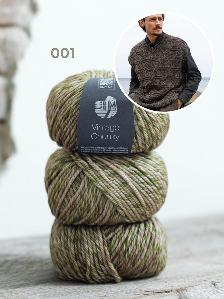 Strickpaket Vintage Chunky Pullunder für Herren