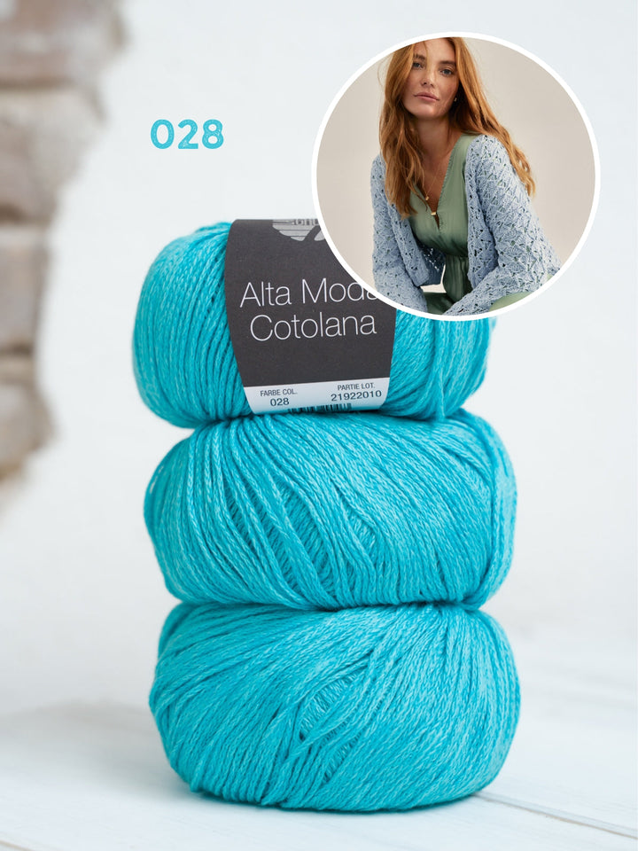 Strickpaket Alta Moda Cotolana Cardigan im Ajourmuster