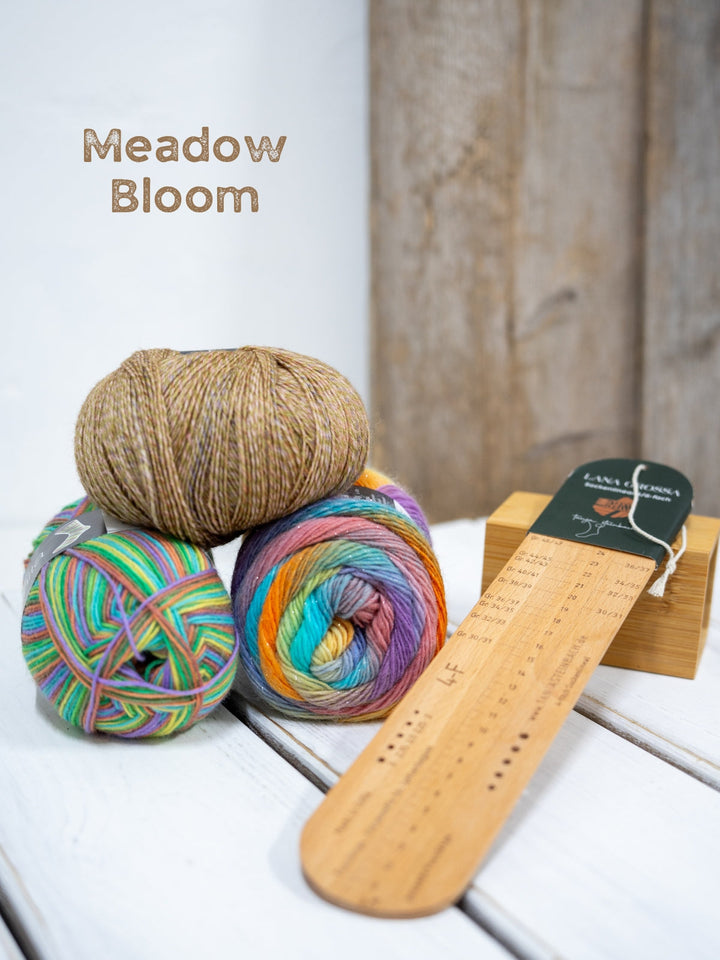 Sockenwolle-Probierpaket mit Sockenlineal