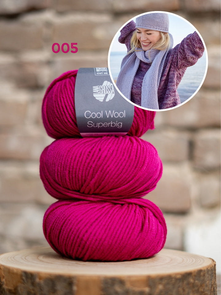 Strickpaket Cool Wool Superbig Schal und Mütze