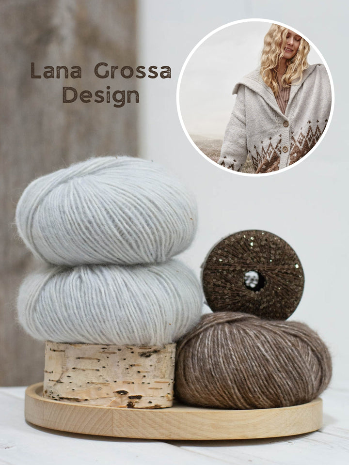 Strickpaket Natural Alpaca Pelo Glamour Raglanjacke