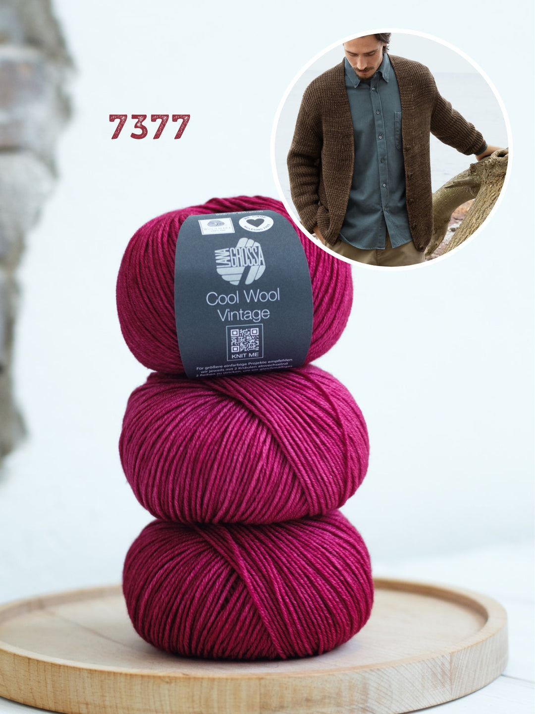 Strickpaket Cool Wool Vintage V-Ausschnitt Jacke im Halbpatent für Herren