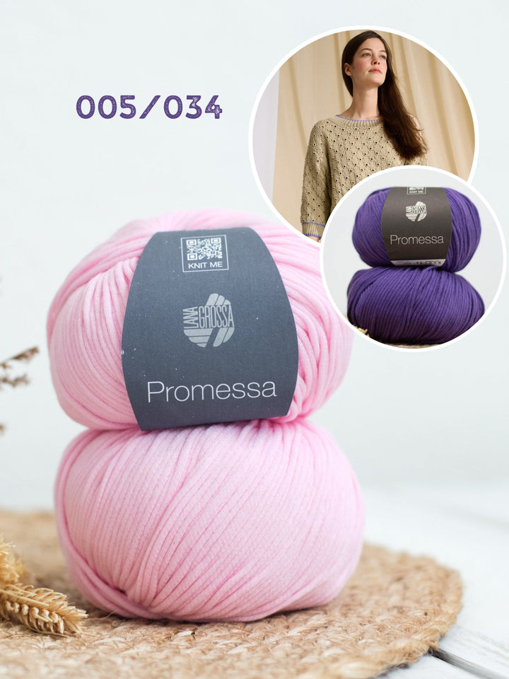 Strickpaket Promessa Pullover mit Lochmuster