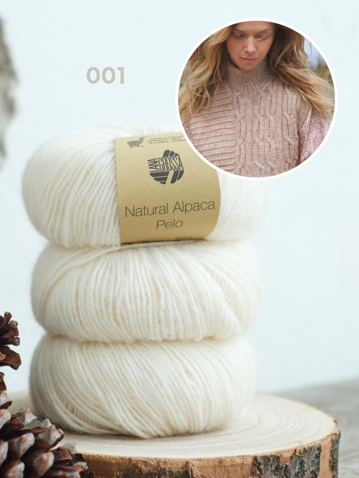 Strickpaket Natural Alpaca Pelo Zopfpullunder