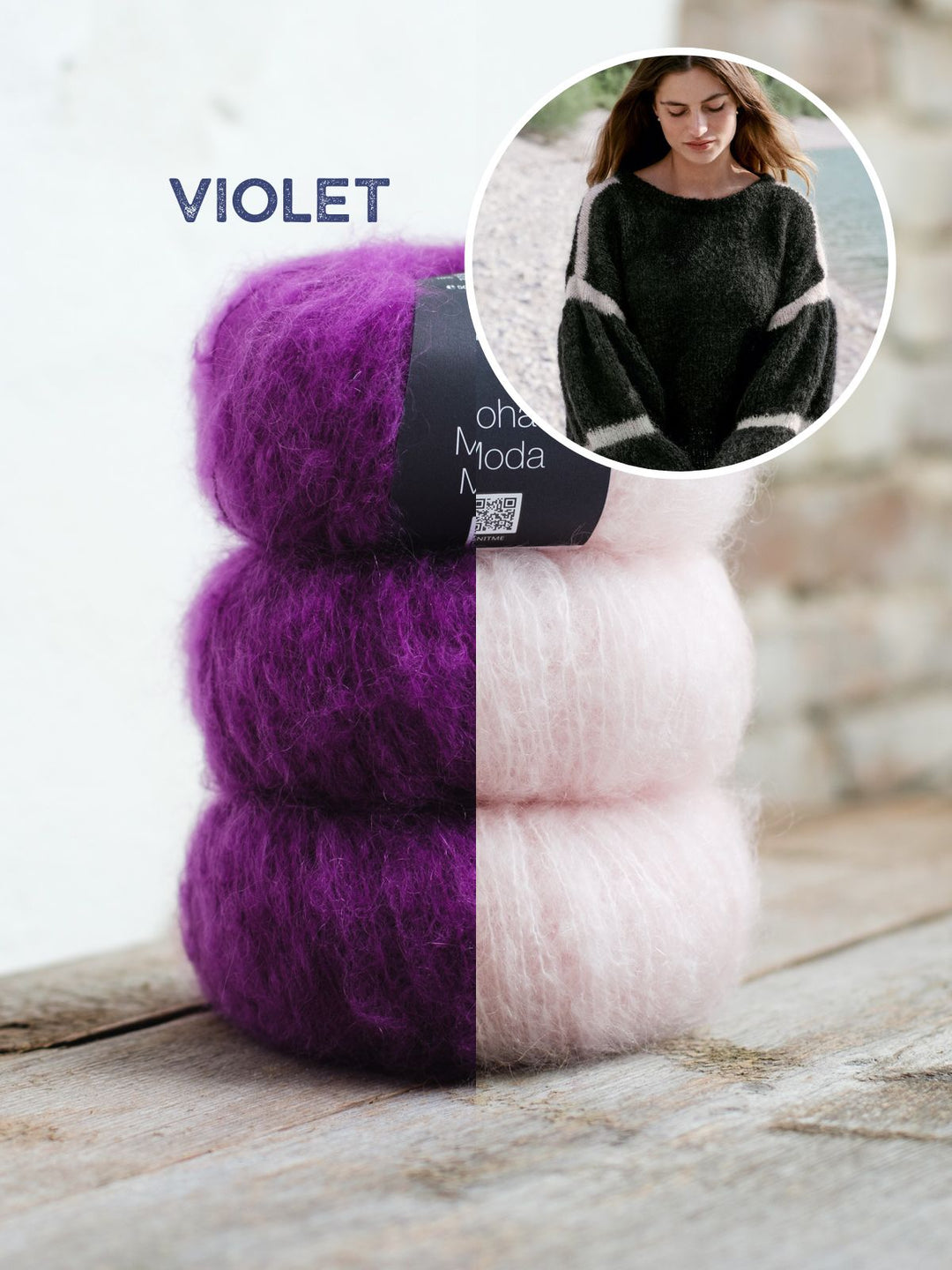 Strickpaket Mohair Moda Pullover mit gesmokten Ärmel