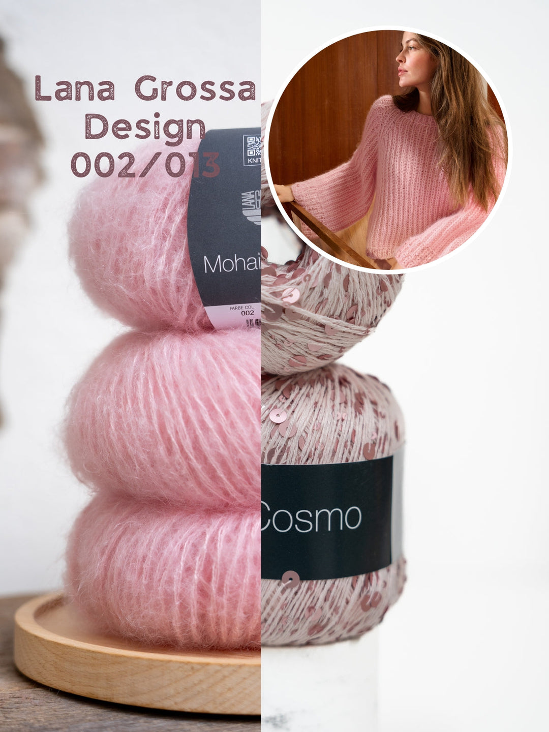 Strickpaket Mohair Di Gio Cosmo Top-down Pullover im Patentmuster