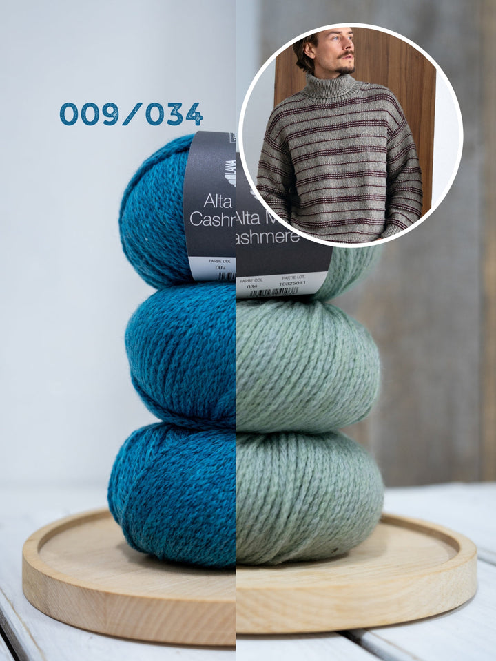 Strickpaket Alta Moda Cashmere 16 Streifenpullover für Herren