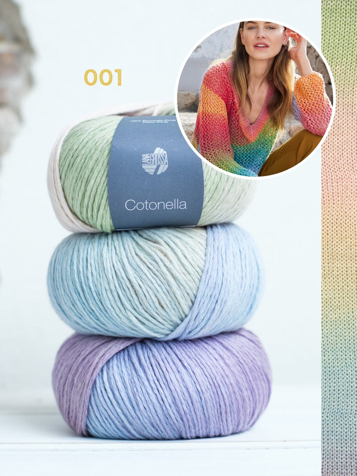 Strickpaket Cotonella Pullover mit Ajourmuster