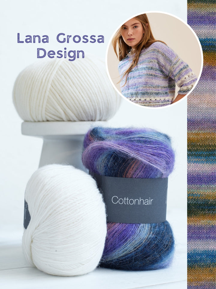 Strickpaket Ecopuno Cottonhair Summer Softness Shirt mit Diagonalmuster