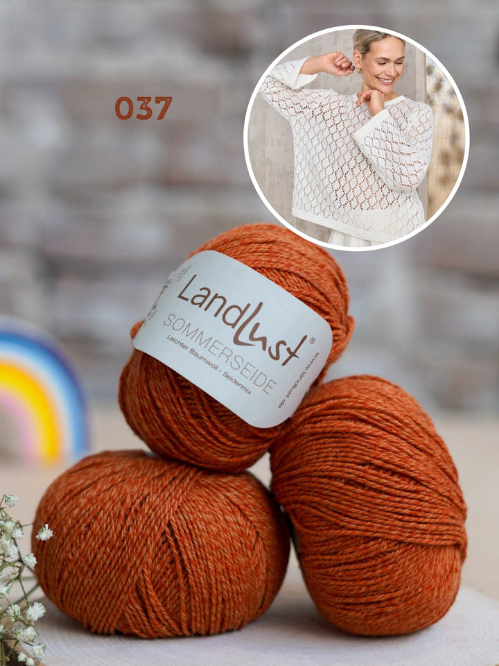 Strickpaket Landlust Sommerseide Pullover im Lochmuster