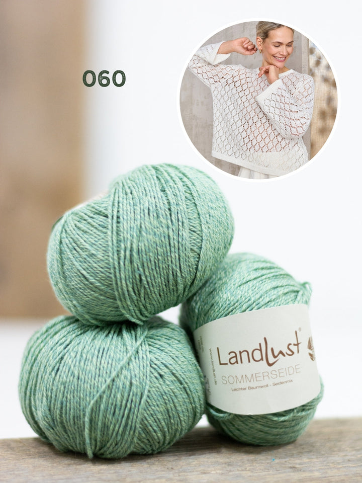 Strickpaket Landlust Sommerseide Pullover im Lochmuster